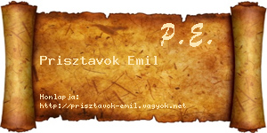 Prisztavok Emil névjegykártya
